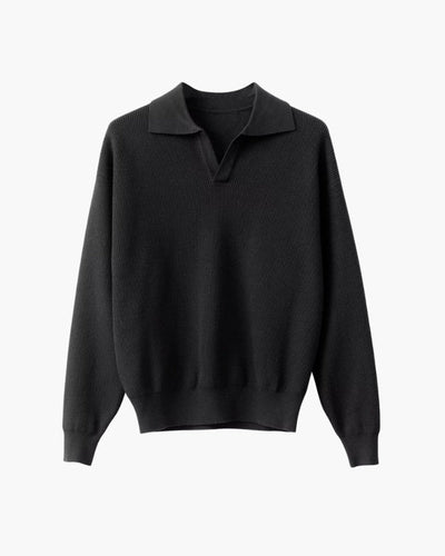 Textured Knit Polo Sweater