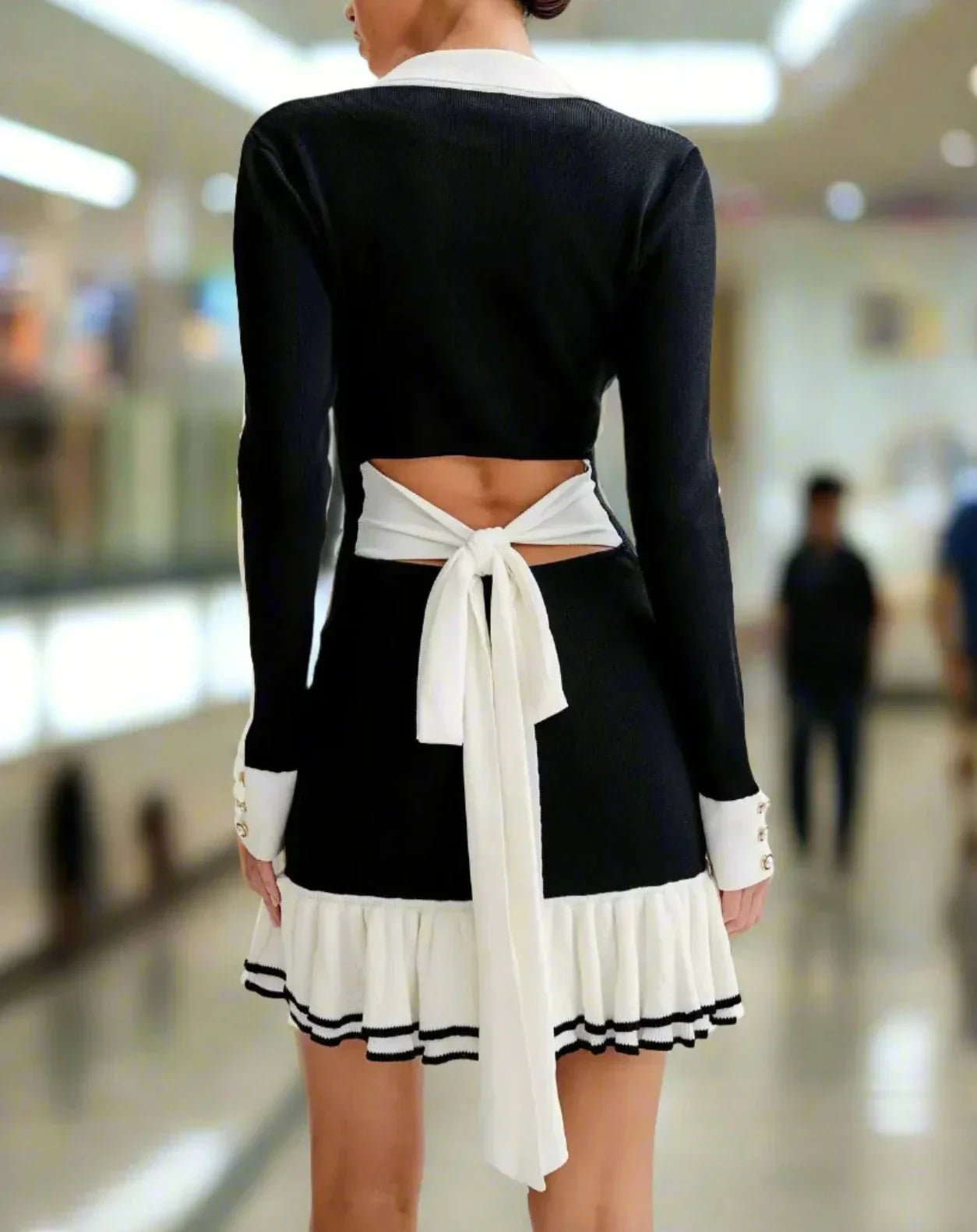 Ruffled Knit Mini Dress